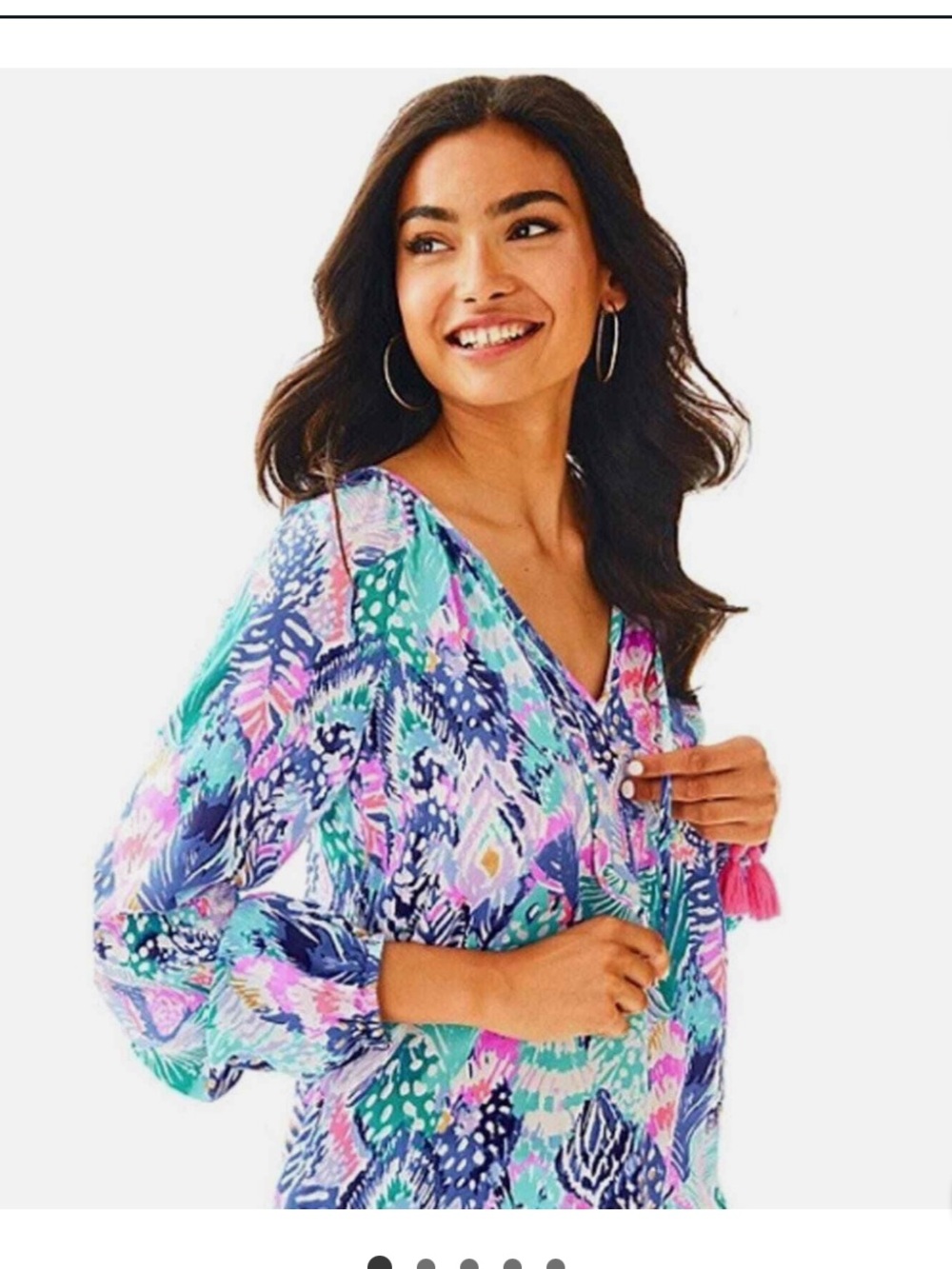 NWT S Lilly Pulitzer Multicolor Willa Print Top in Blue, Pink, Green, Gold